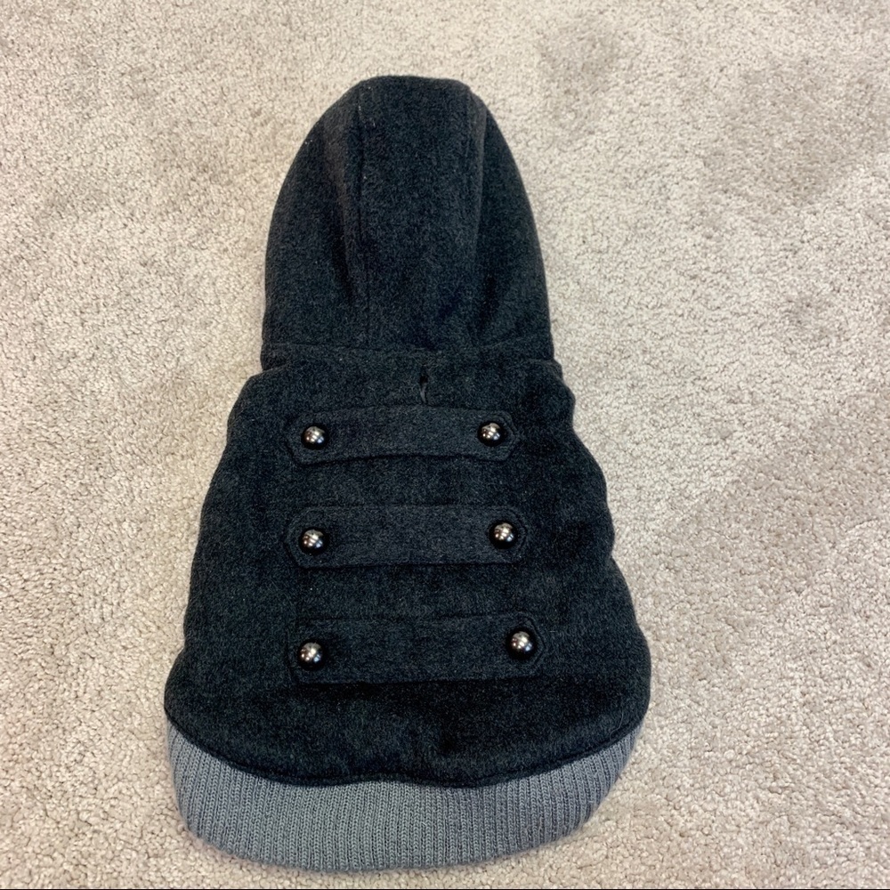 Small breed dog dark gray hooded jacket size small